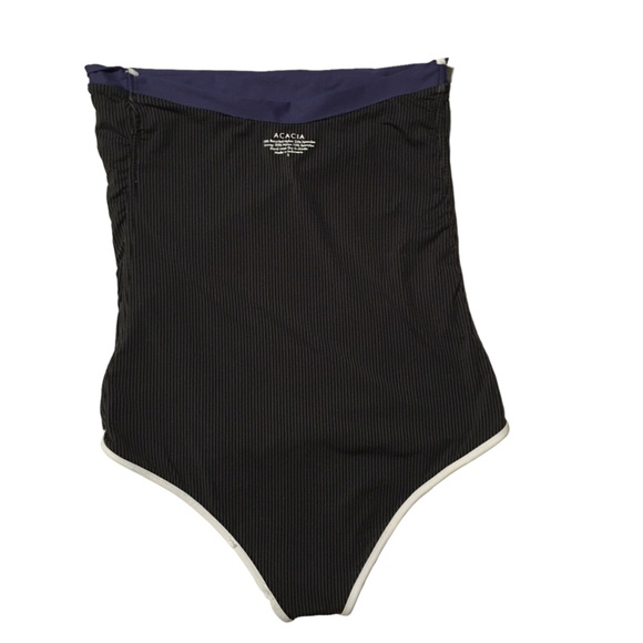 Acacia swimwear strapless bikini in navy blue with white lining - Picture 6 of 8